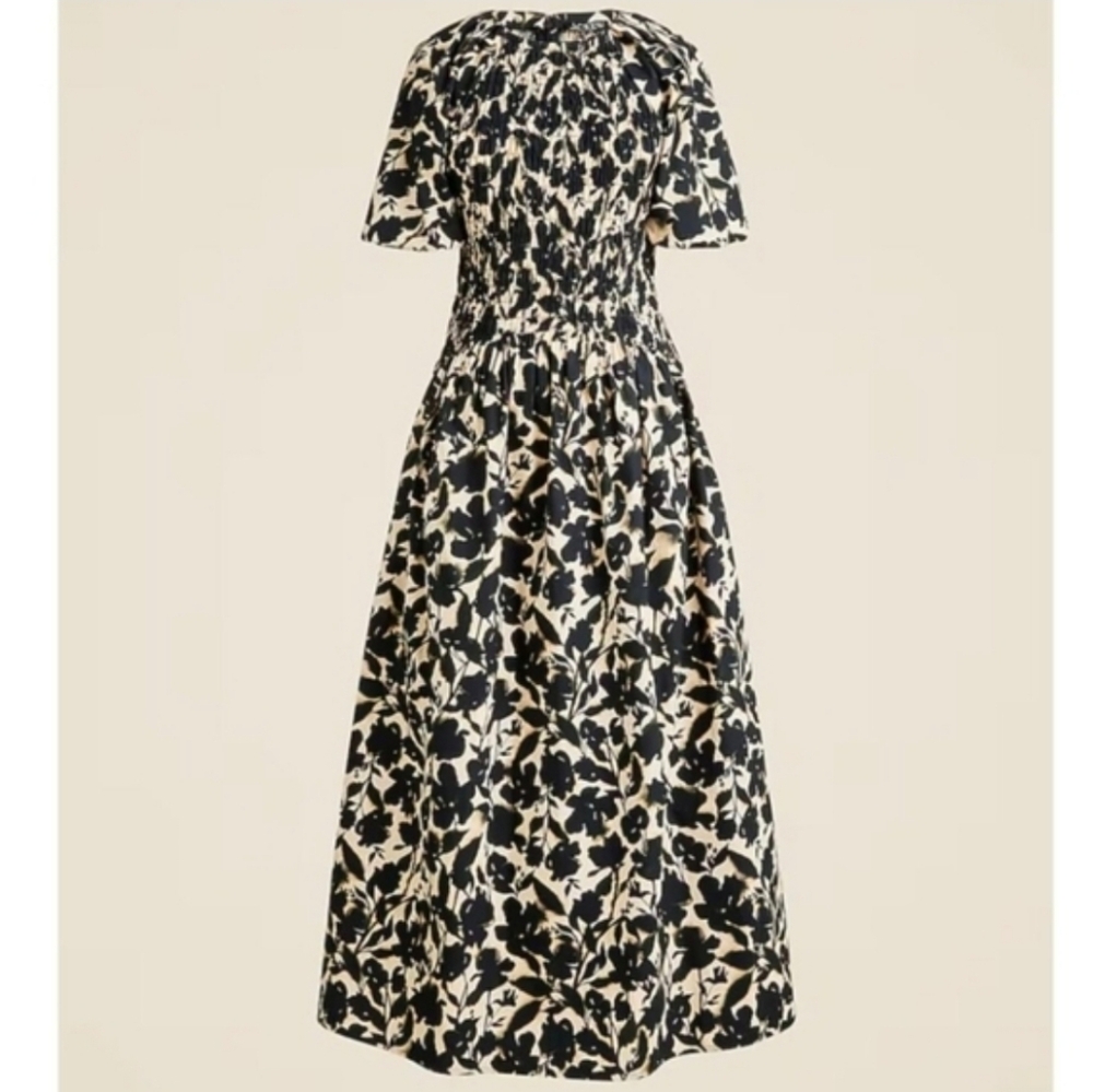 J. Crew Meadow Dress in Cotton Poplin - Black, cream